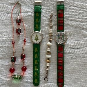 Xmas Jewelry watches, bracelet, necklace and earrings